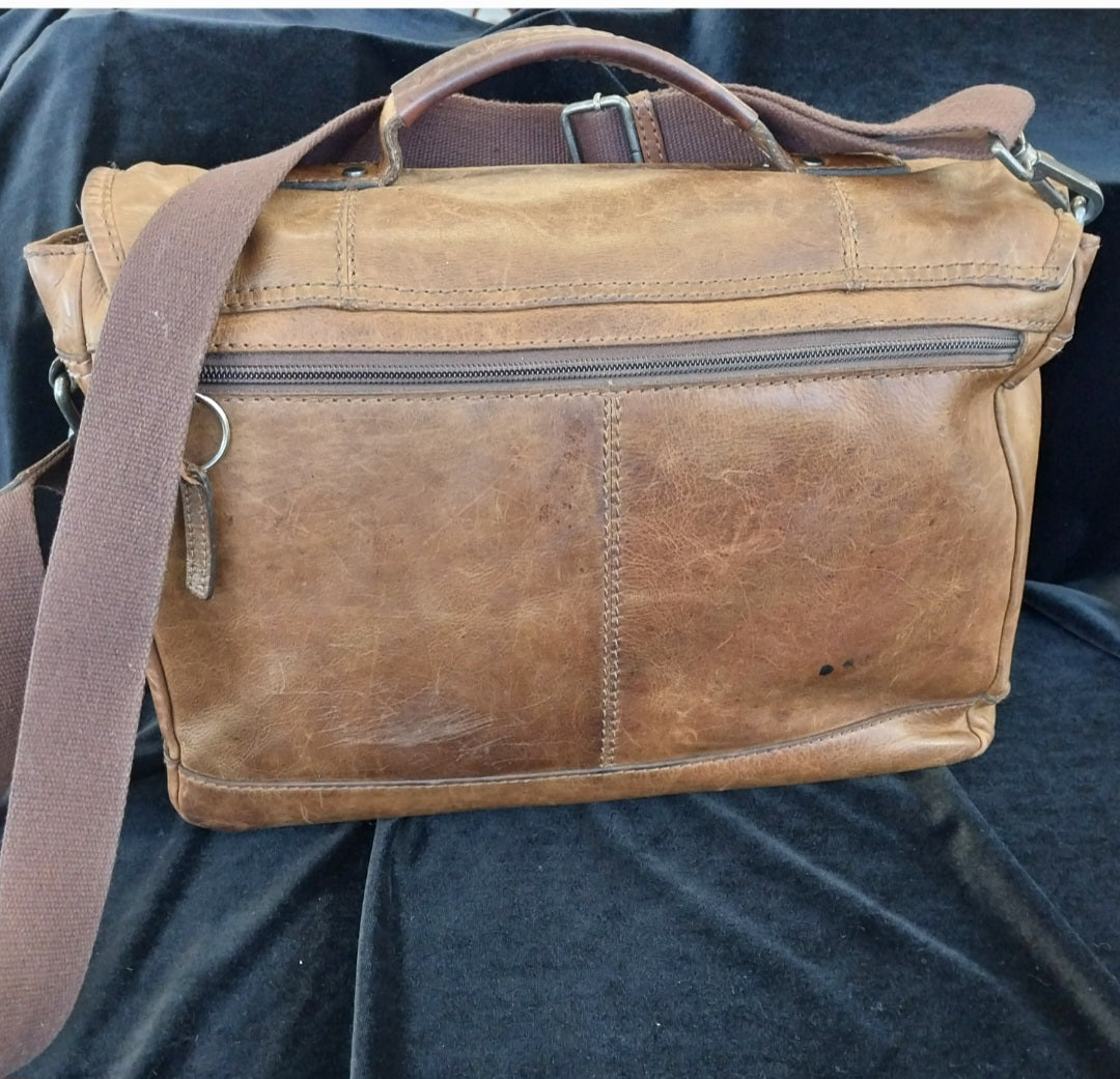 Aviator Vintage Brown Leather Satchel/shoulder bag