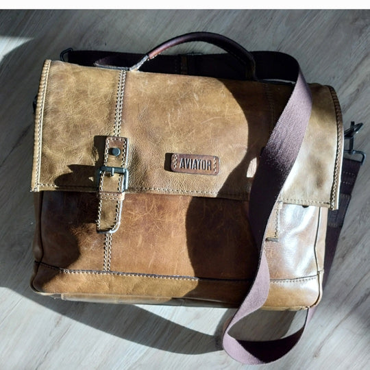 Aviator Vintage Brown Leather Satchel/shoulder bag