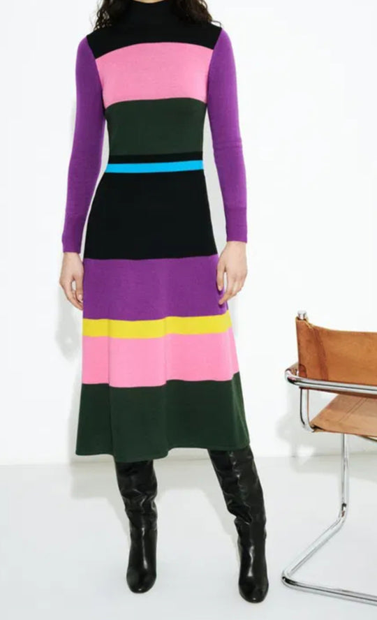 Chinti & Parker Pop Stripe Merino Wool Dress Size S As New, Stunning!