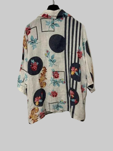Simply Linen Womens Multi Patterned Top