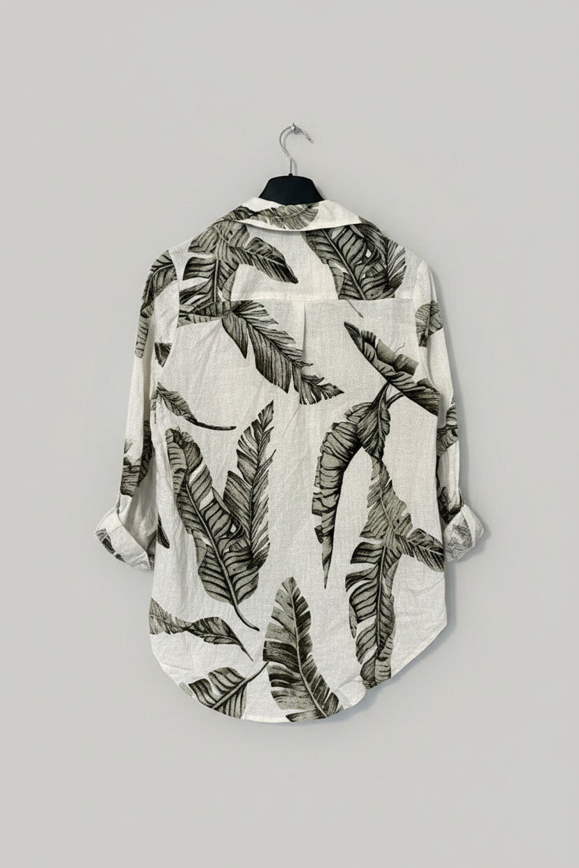 Womens "Tropical Leaf" Long Sleeve Blouse